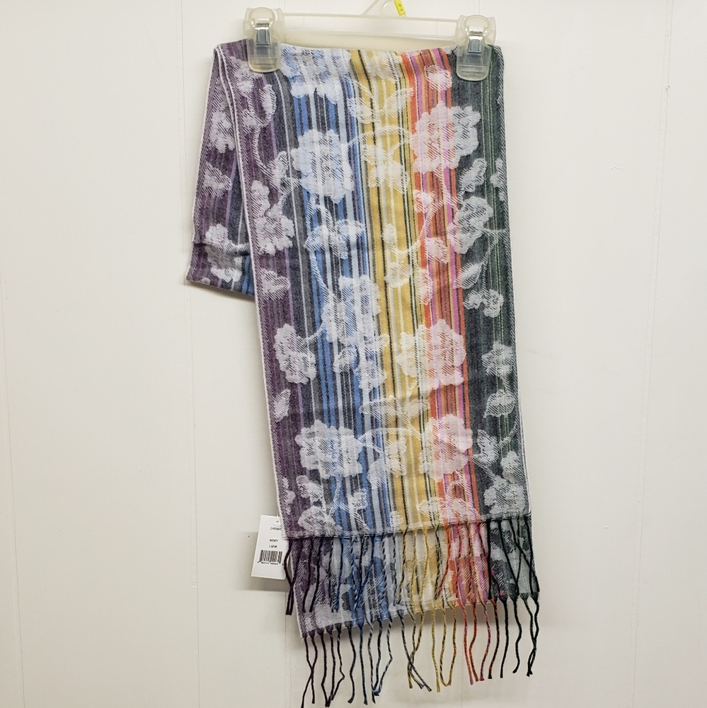 3/$20! NEW! Rainbow Scarf w/ Floral Stitching